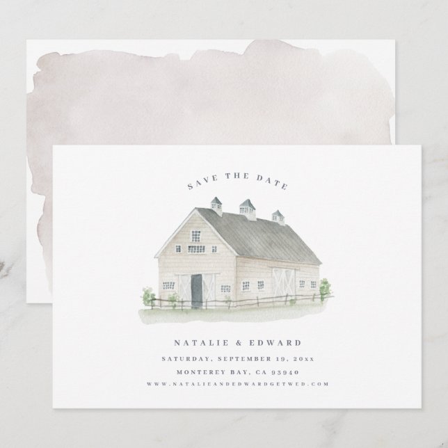 Rustikale Aquarellmärsche Hochzeit speichern das D (Vorne/Hinten)