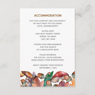 Rustikale Aquarellmushrooms Hochzeit im Herbst Begleitkarte