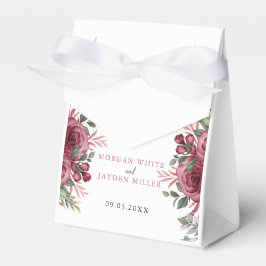 Rustikale Aquarellpadel Maroon Bloom Wedding Fav Geschenkschachtel