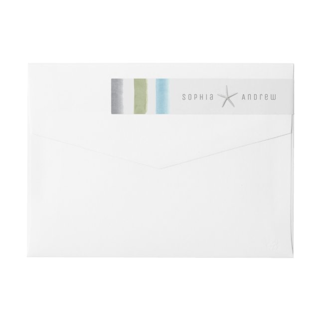 Rustikale Aquarellstreifen Wassersport Hochzeit (Rückseite)