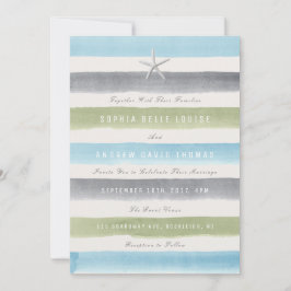Rustikale Aquarellstreifen Wassersport Hochzeit Einladung