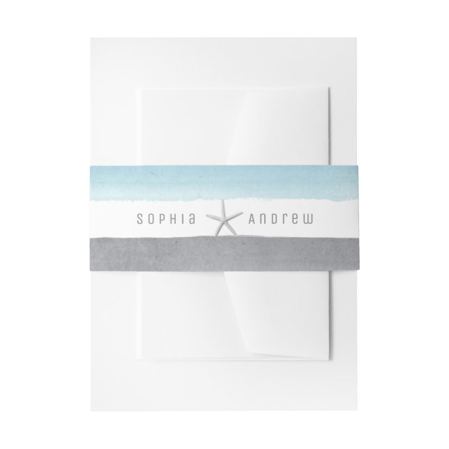 Rustikale Aquarellstreifen Wassersport Hochzeit Einladungsbanderole (Vorderseite Beispiel)