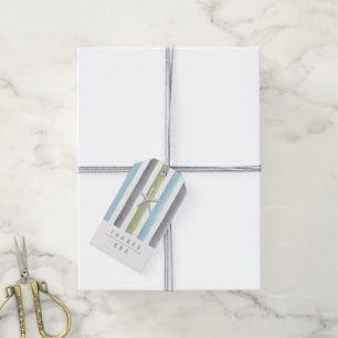 Rustikale Aquarellstreifen Wassersport Hochzeit Geschenkanhänger