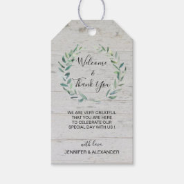 Rustikale Aquarelltöne Blätter Hochzeit Holz Begrü Geschenkanhänger