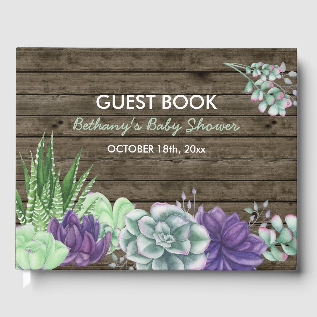 Rustikale Aquarelltuch Babydusche Gästebuch (Vorderseite)