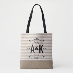 Rustikale Arrow-Monogramm-Totbeutel Tasche