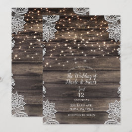 Rustikale Asche Brown Wood Lace String Lights Hoch Einladung