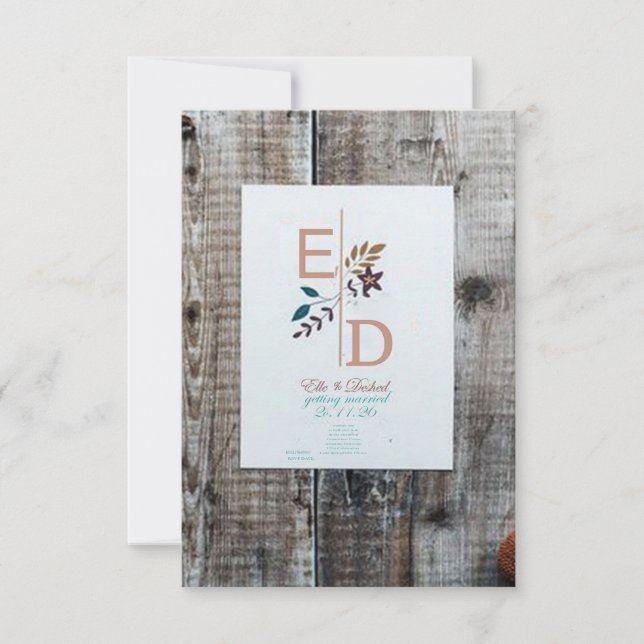 rustikale Asche-Farbe einfach Einladung (Vorderseite)