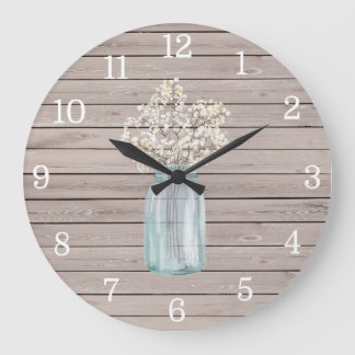 Rustikale Baby-Atem-Weckglas-Uhr Große Wanduhr