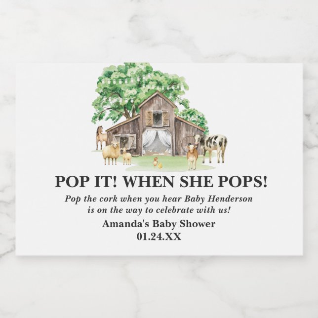 Rustikale Baby-Dusche für Landtiere (Einzelnes Label)