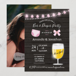 Rustikale Baby-Party im Hinterhof für Bier und Win Einladung