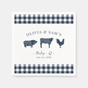Rustikale "Baby-Q" Blaue Karierte GRILLEN Napkins Serviette