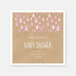 Rustikale Baby-Rosa-Regentropfen Babydusche Serviette