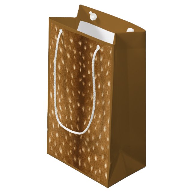 Rustikale Baby-Rotwild-gepunkteter Kitz-Pelz Kleine Geschenktüte (Vorderseite Schrägansicht)