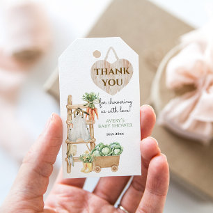 Rustikale Babydusche dank Bauernhof Geschenkanhänger