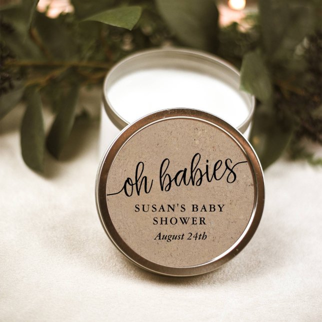 Rustikale Babydusche, Kraft, Oh Babies Gefallen Ta Runder Aufkleber (Von Creator hochgeladen)