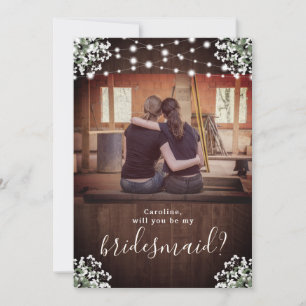 Rustikale Babys Atembeleuchtung ist meine Bridesma Einladung