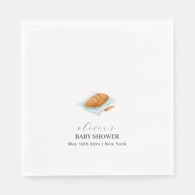 Rustikale Backbun in der Oven-Baby-Dusche Serviette (Vorderseite)