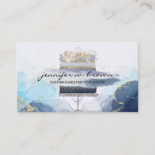 Rustikale Bäckerei Kuchen Elegant Blauer Ton Visitenkarte