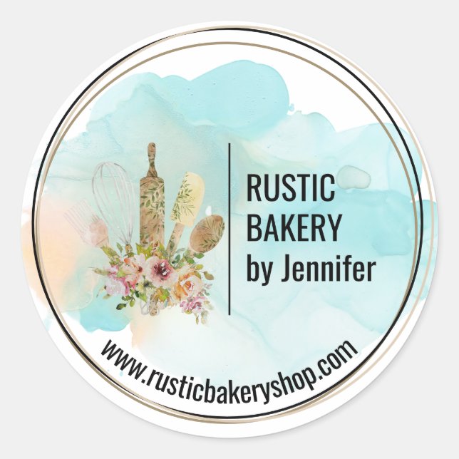 Rustikale Bäckerei mit eleganter, niedlicher Küche Runder Aufkleber (Vorderseite)