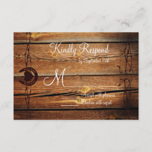 Rustikale Barbed Wire Horseshoe Wedding RSVP Cards