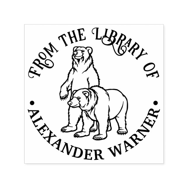 Rustikale Bären #7 Round Library Book Name Permastempel (Design)