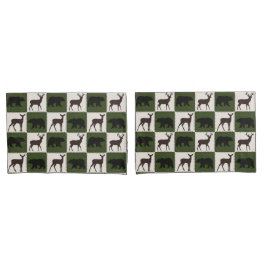 Rustikale Bären- und Hirschplätze, dunkelgrüne und Kissenbezug