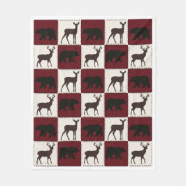 Rustikale Bären- und Hirschplätze, dunkelrote und  Fleecedecke