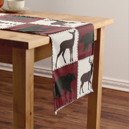 Rustikale Bären- und Hirschplätze, dunkelrote und  Großer Tischläufer