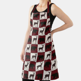 Rustikale Bären- und Hirschplätze, dunkelrote und  Schürze