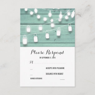 Rustikale Barleuchten Aquamarine Waldhochzeitkarte RSVP Karte