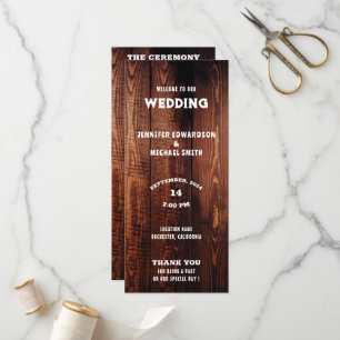 Rustikale Barn-Holz-Typografie ländliche Hochzeit  Programm