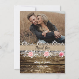Rustikale Barnwood & Lace Wedding Dankeskarte