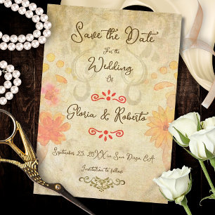 Rustikale Barock-Blumen Sacred Heart Mexikanische Save The Date