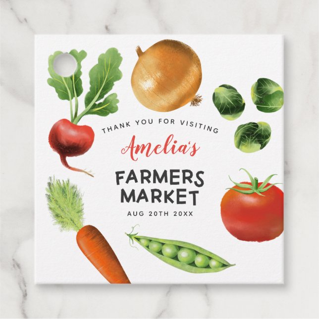 Rustikale Bauern Marktwirtschaft Gemüse Geburtstag Geschenkanhänger (Vorderseite)