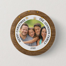 Rustikale Bauernhaus-Familienfoto Weihnachten  Button