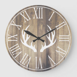 Rustikale Bauernhäuser Imitate Stall Wood & Antler Große Wanduhr