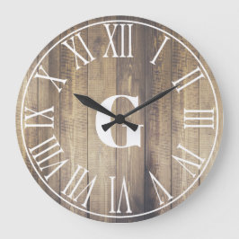 Rustikale Bauernhäuser Imitate Stallholz & Weißes  Große Wanduhr