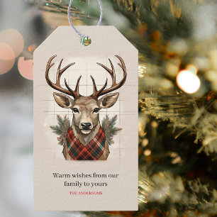 Rustikale Bauernhöfe Schätze mit Kariertem Hirsch Geschenkanhänger