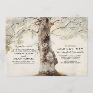 Rustikale Baum- und geschnitzte Herz-Hochzeitseinl Einladung