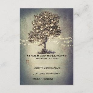 Rustikale Baum- und Streichellichter Hochzeit RSVP Karte
