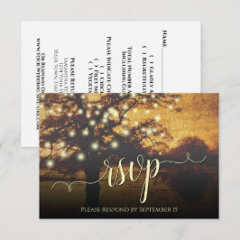 Rustikale Bäume & Lichter Goldene Imitate Parcheie RSVP Karte