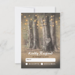 Rustikale Bäume & String Lights Hochzeit RSVP Karte