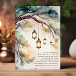 Rustikale Baumhütte Botanische Laternenleuchten Ho Einladung<br><div class="desc">Rustikale Baumkulisse Botanische Laternenleuchten Einladung Hochzeit. Schönes elegantes Hochzeitsdesign in Aquarellfarbe mit rustikalen Botanischen Hängeblattern. Dieses maßgeschneiderte,  moderne Hochzeitsdesign kann leicht mit Ihren eigenen Hochzeitsdetails personalisiert werden.</div>