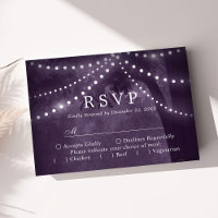 Rustikale Baumstring-Lichter Lila Hochzeitsszenier