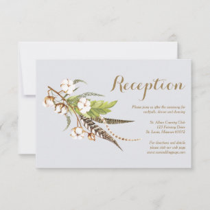 Rustikale Baumwoll-Blumen-Hochzeitsempfangs-Karte Einladung