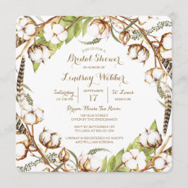 Rustikale Baumwolle Federn Bridal Dusche Einladung