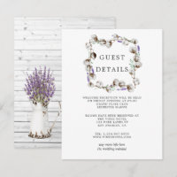 Rustikale Baumwolle Lavender Wedding Gästedaten