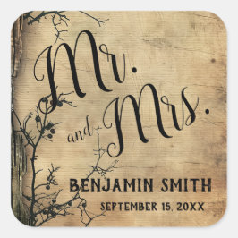 Rustikale Baumzweig Vintage braune Gastgeschenk Ho Quadratischer Aufkleber