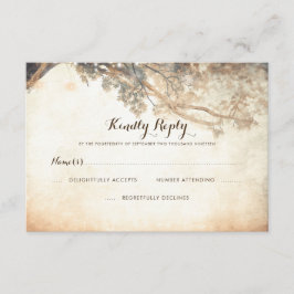 Rustikale Baumzweige im Freien Hochzeit RSVP Karte